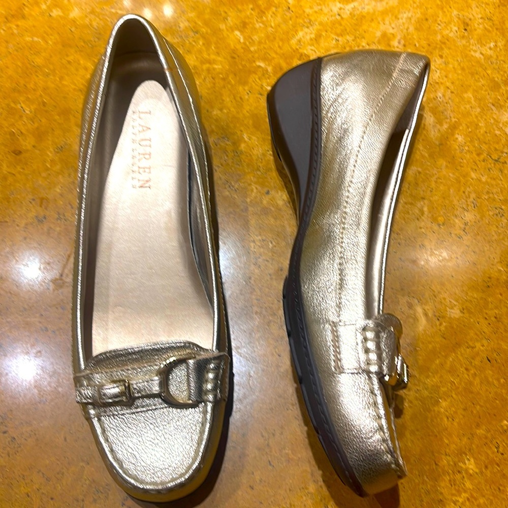 Ralph Lauren gold loafer